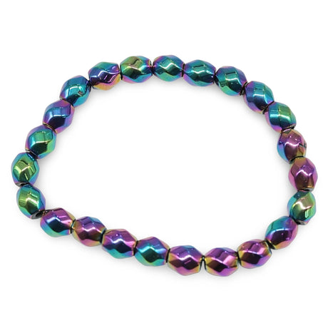 Bracelet - Facetted Rainbow Hematite - 8mm