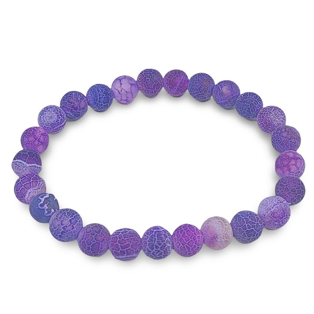 Bracelet -Purple Agate -Frosted -8mm - Arômes et Évasions