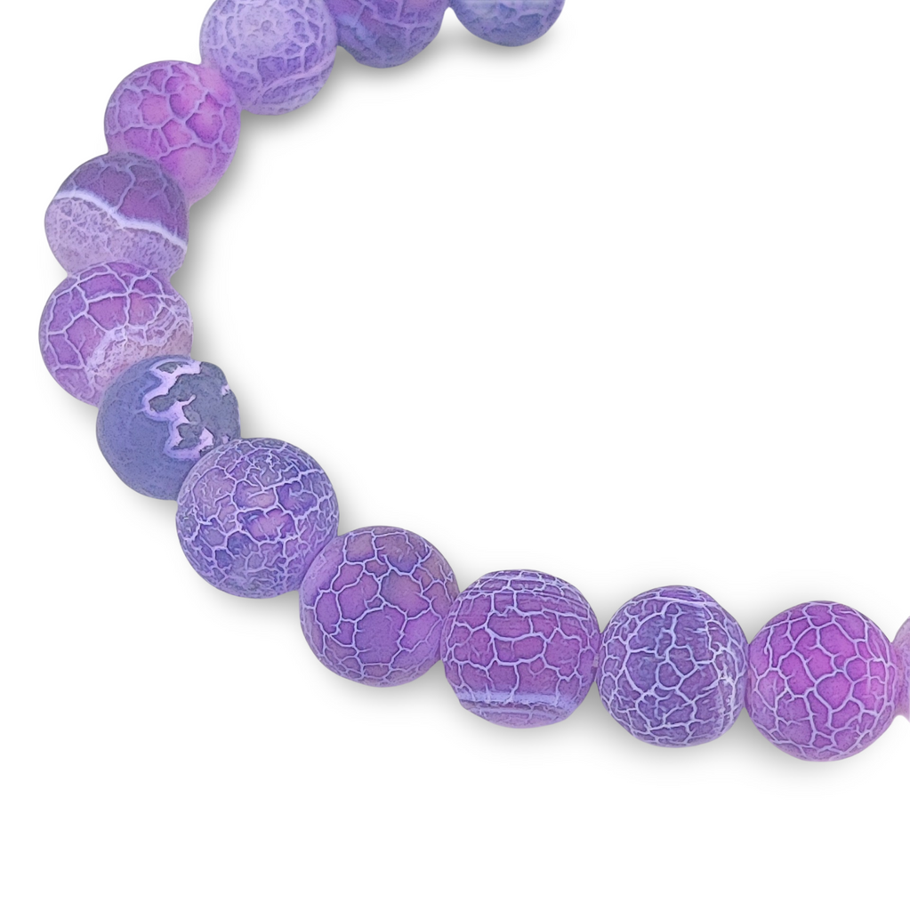 Bracelet -Purple Agate -Frosted -8mm - Arômes et Évasions
