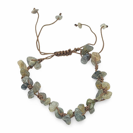 Bracelet -Labradorite -Chips -Adjustable Cord
