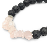 Bracelet - Lava Bead 8mm & Rose Quartz Chips