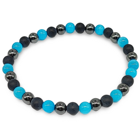 Bracelet -Mixed -Cat Eye -Black Agate -Hematite -6mm