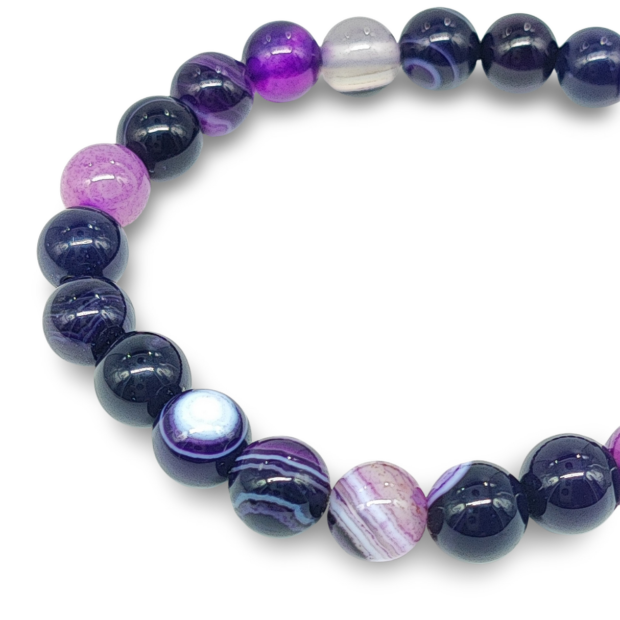 Bracelet - Purple Agate Striped - 8mm