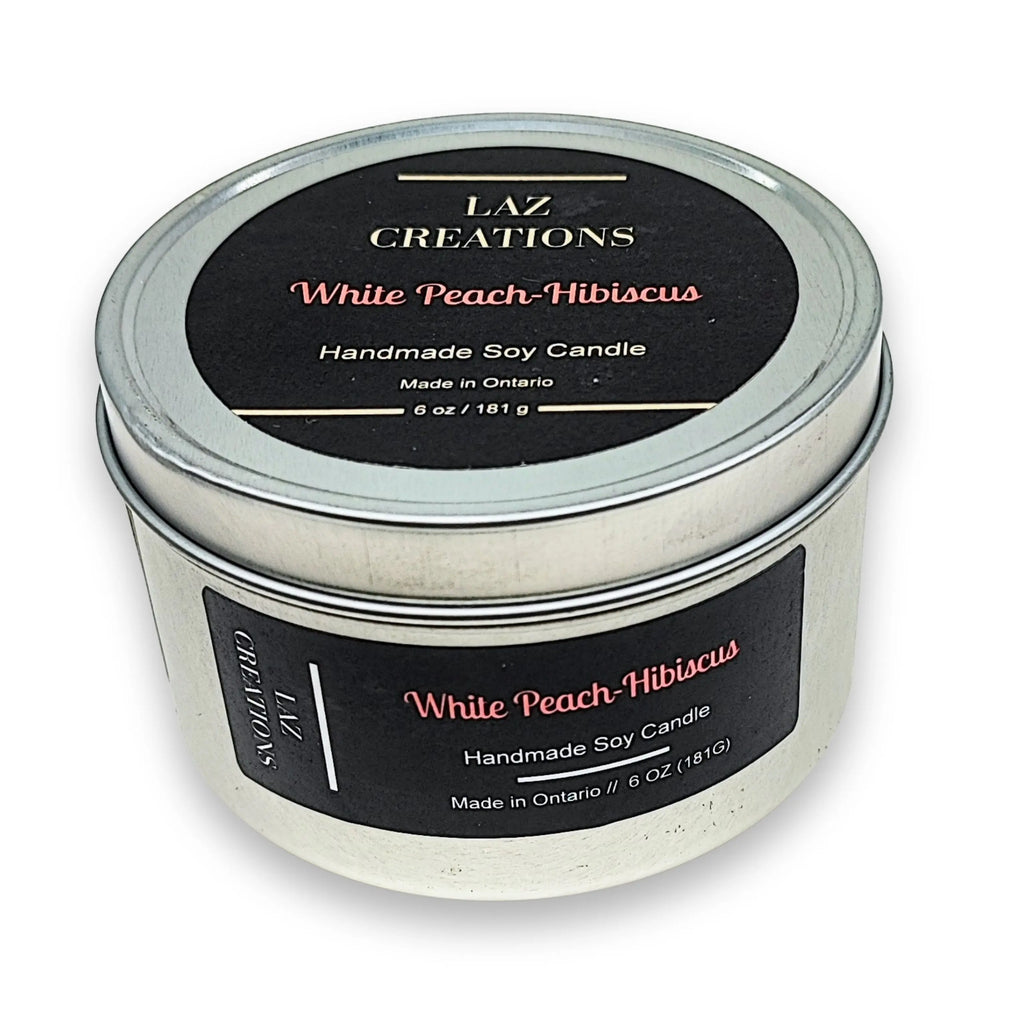CLEARANCE -Soy Candle -White Peach -Hisbiscus -6oz -Clearance 6oz -Aromes Evasions 