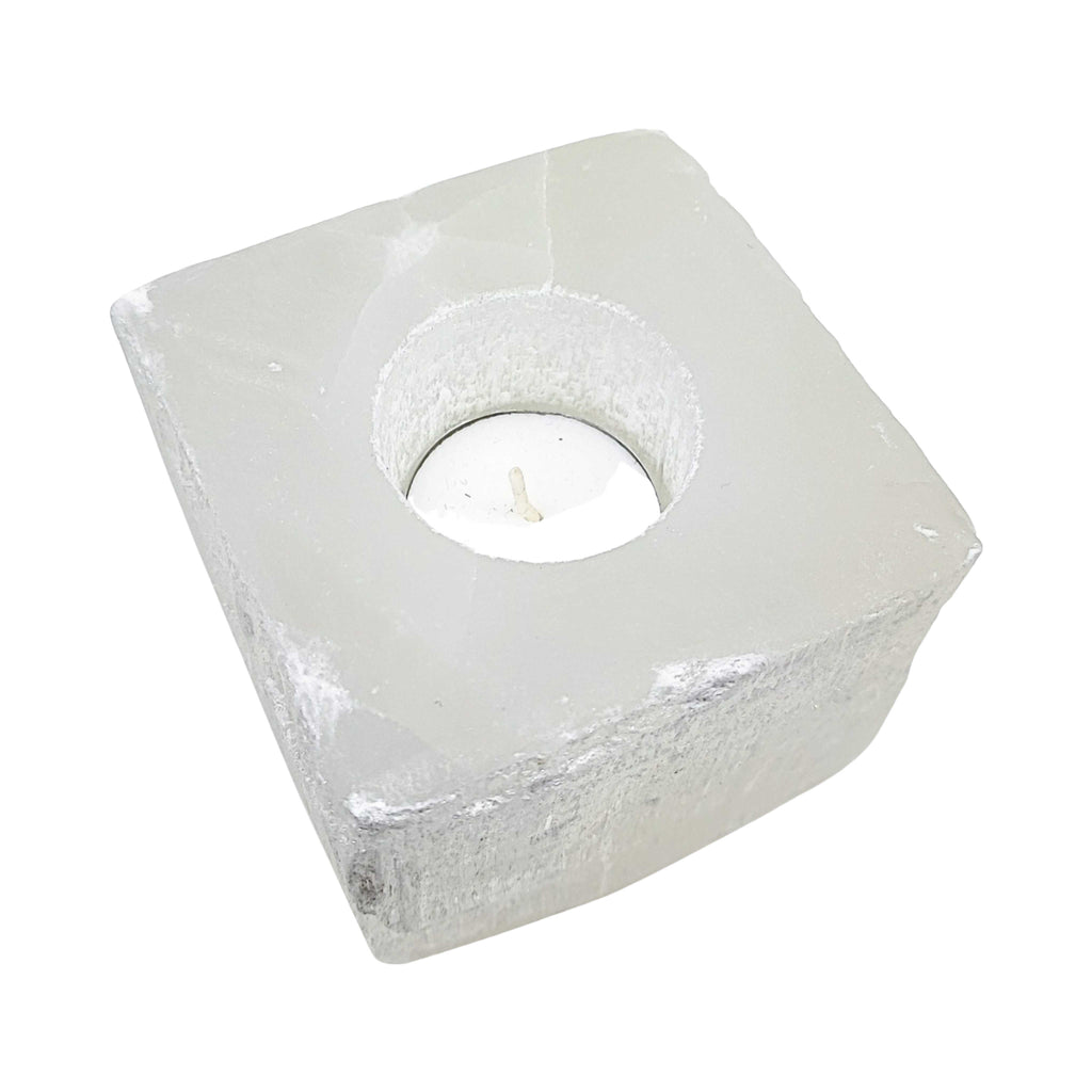 Candle Holder -Selenite Cube