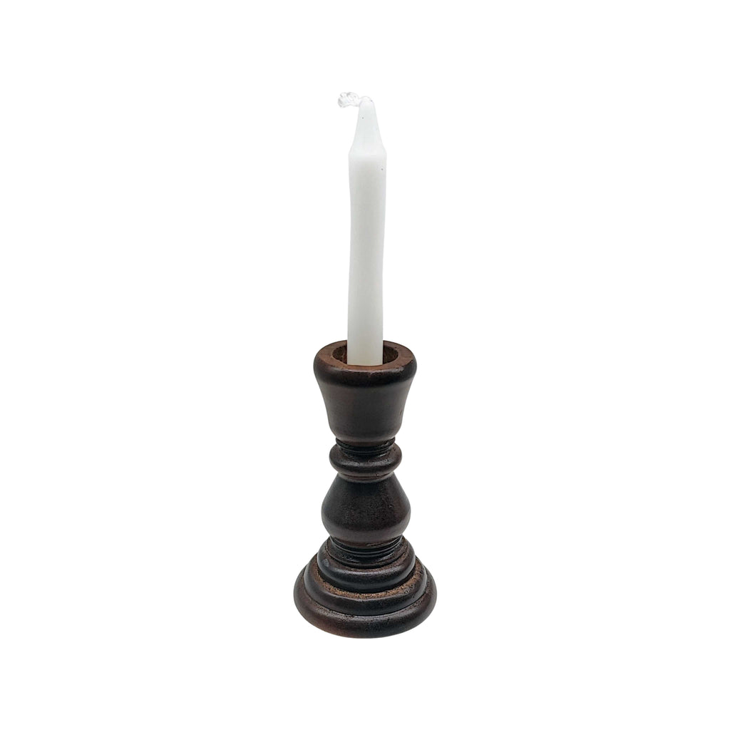 Candle Holder -Wooden - Coconut Brown