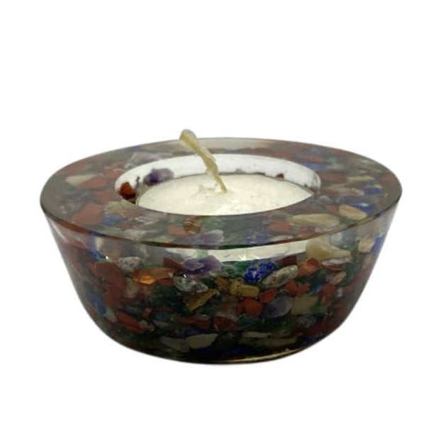 Candle Holder -Chakra Tealight Holder with Gemstones