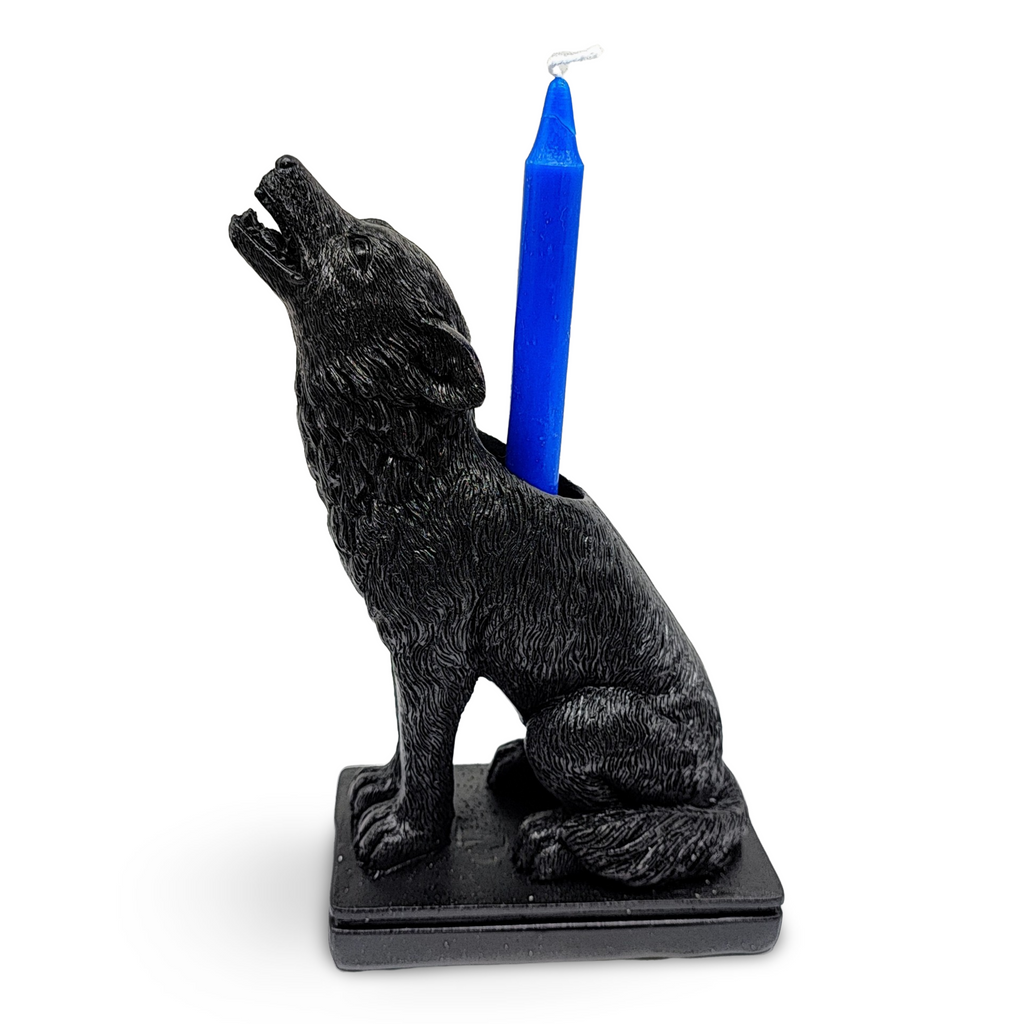 Candle Holder -Resin -Wolf