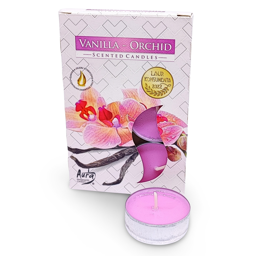 Candle -Scented Tealights -Set of 6 -Vanilla & Orchid