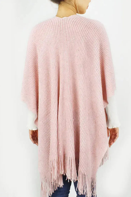 Clothing -Sequins Knit Cape