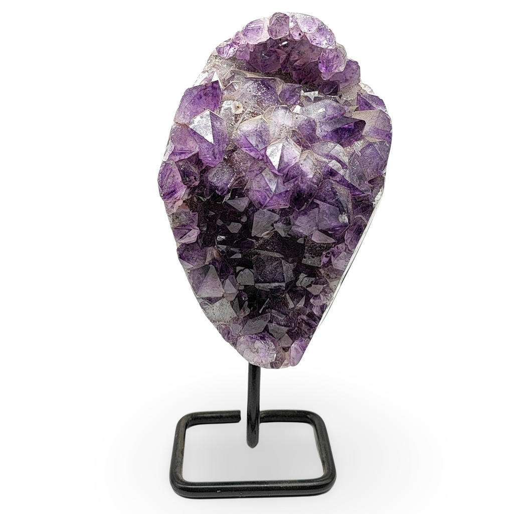 Cluster -Druzy With Metal Stand -Amethyst -3839g - Arômes et Évasions