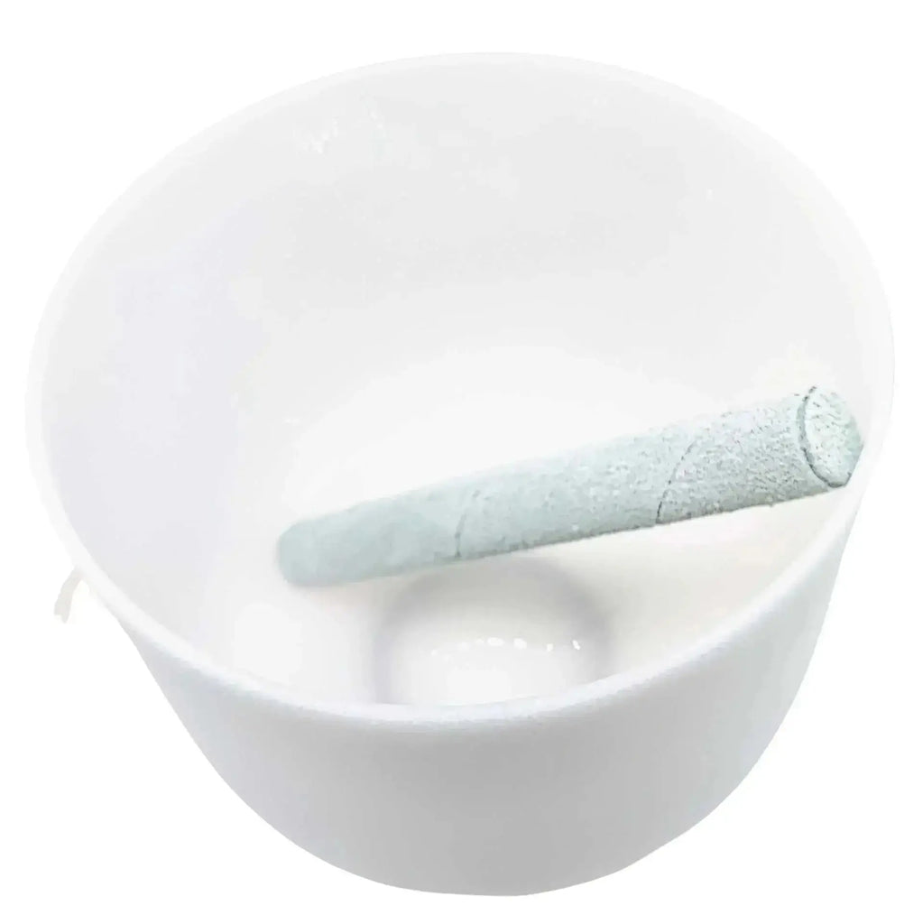 Crystal Singing Bowl -Frosted White -8" -B4 Note 432Hz