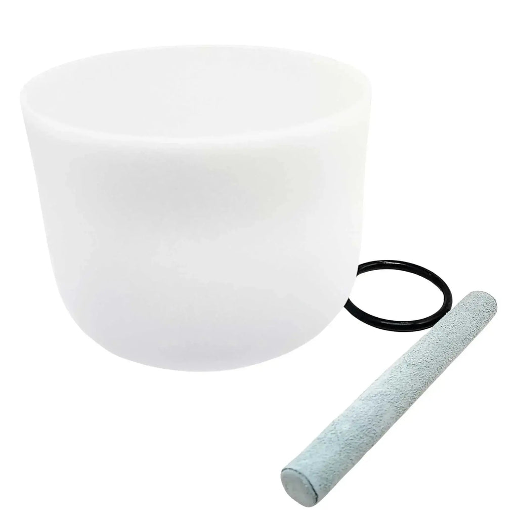 Crystal Singing Bowl -Frosted White -8" -B4 Note 432Hz