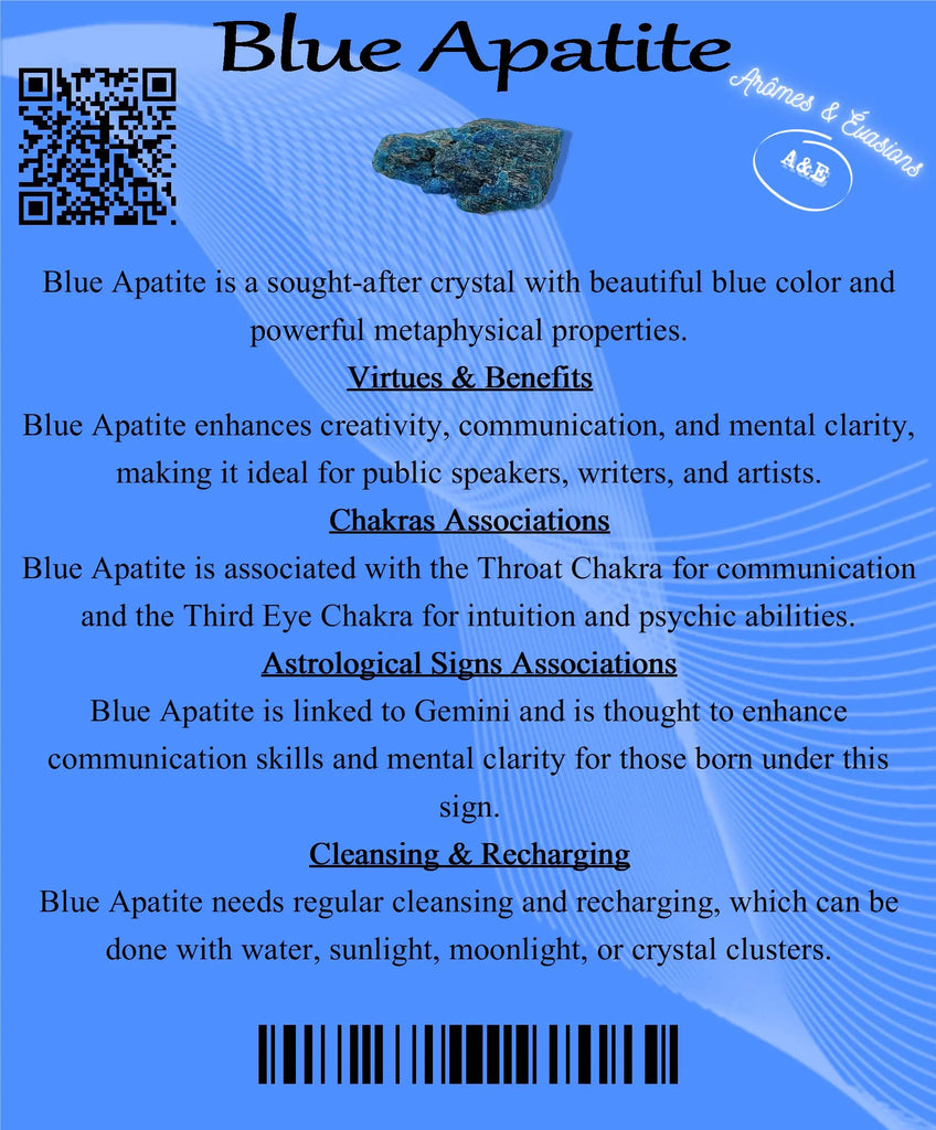Descriptive Cards -Precious Stones & Crystals -Blue Apatite Arômes & Évasions.