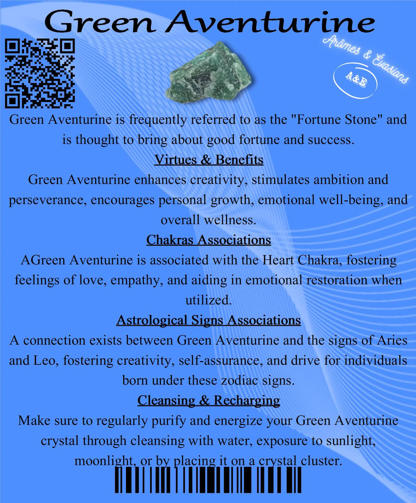 Descriptive Cards -Precious Stones & Crystals -Green Aventurine Arômes & Évasions.