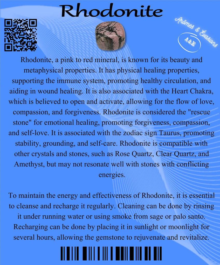 Descriptive Cards -Precious Stones & Crystals -Rhodonite