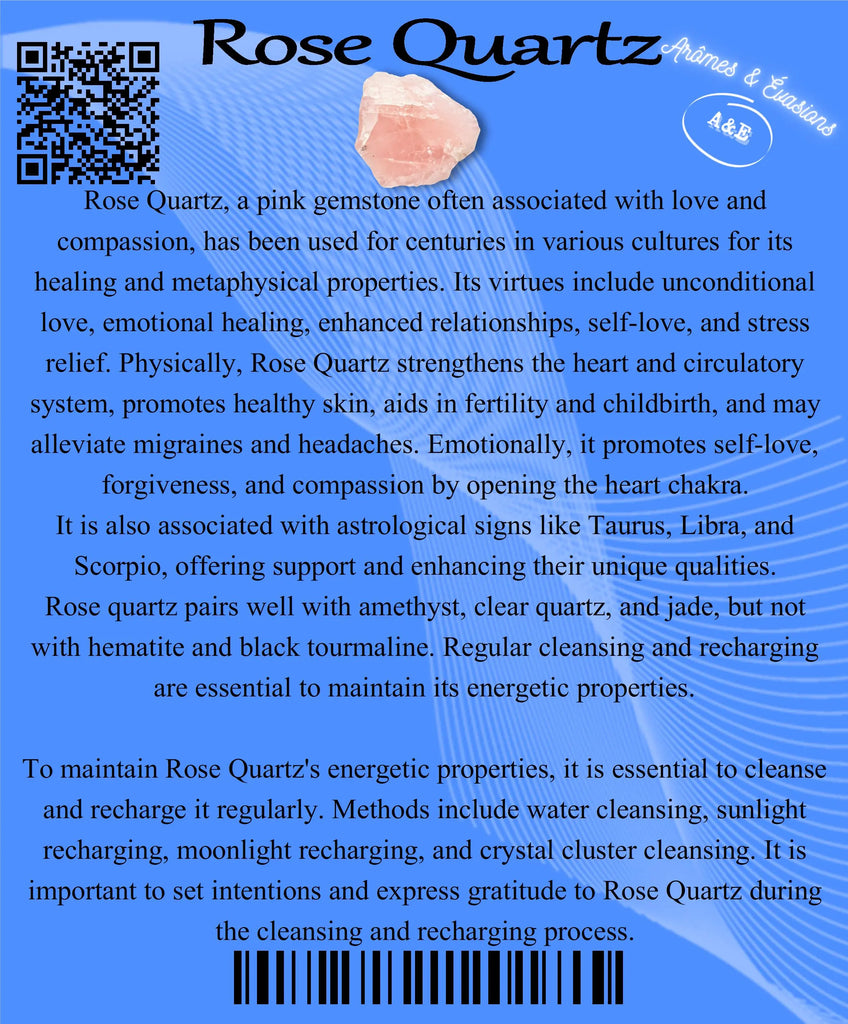 Descriptive Cards -Precious Stones & Crystals -Rose Quartz Arômes & Évasions.