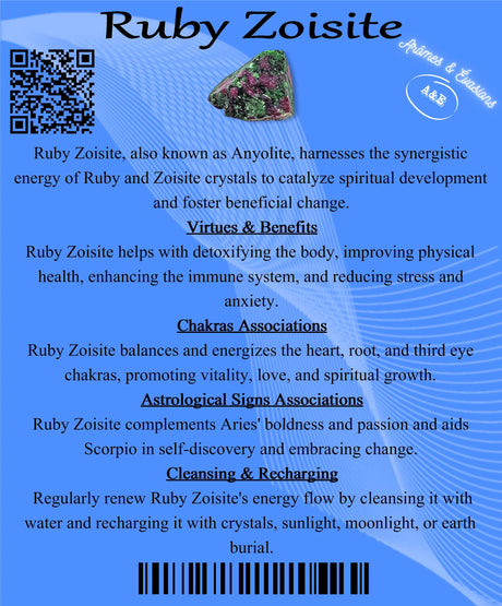 Descriptive Cards - Precious Stones & Crystals - Ruby Zoisite