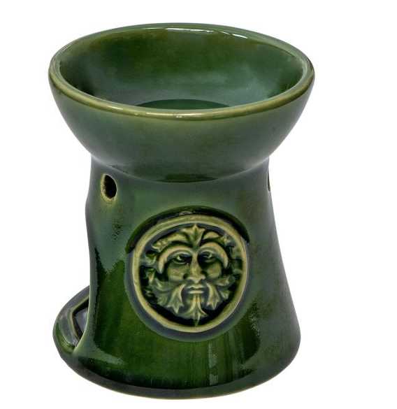 Diffuser -Oil & Wax Cube Burner -Ceramic -Green Man