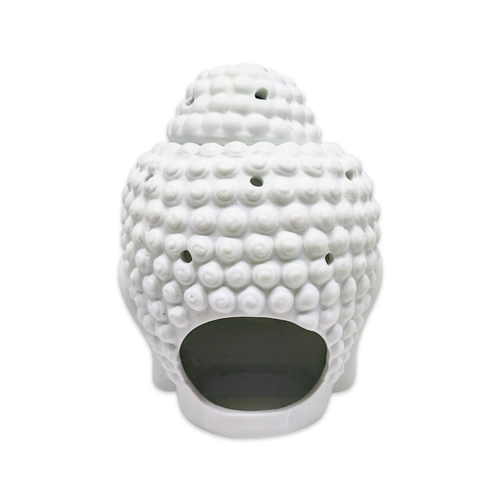 Diffuser -Oil & Wax Cube Burner -Ceramic -White Buddha Head -Cube Wax & Oil Burner -Aromes Evasions 