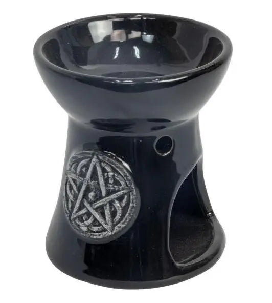 Diffuser -Oil & Wax Cube Burner -Ceramic -Black Pentacle