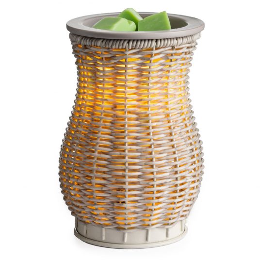 Diffuser -Oil & Wax Tart Warmer -Ceramic -Graywash Wicker