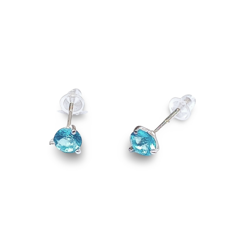 Earrings -925 Sterling -Natural Blue Zircon