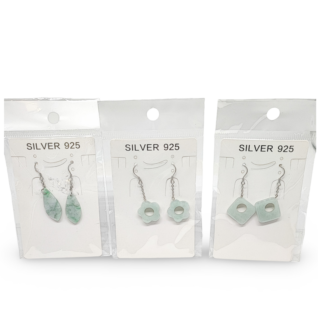 Earrings -925 Sterling -Natural Jadeite