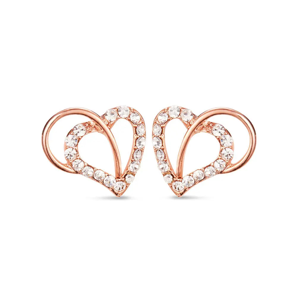 Earrings -925 Sterling -Natural Zircon -Radiant Heart Rose Gold