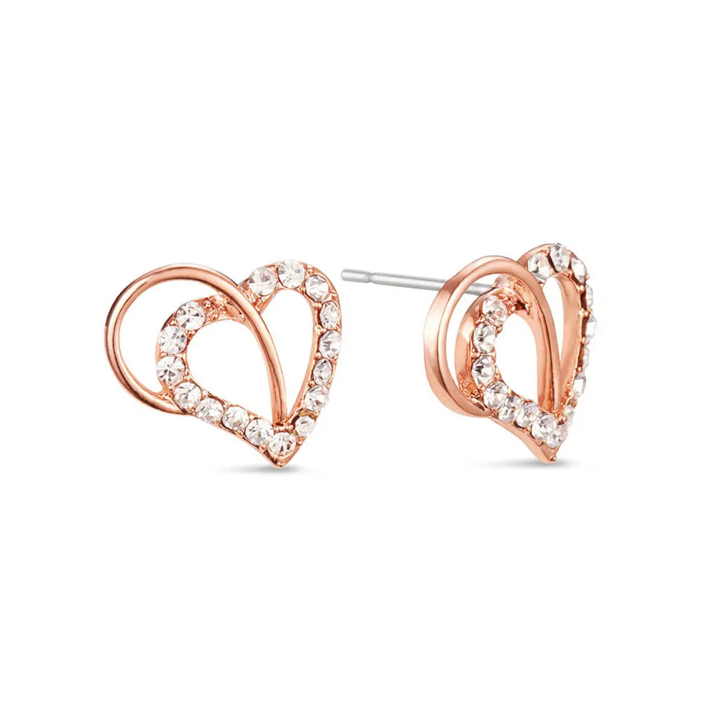 Earrings -925 Sterling -Natural Zircon -Radiant Heart Rose Gold