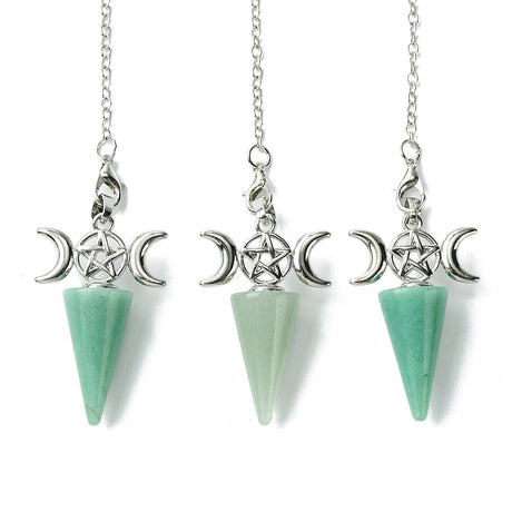 Pendulum - Cone - Green Aventurine - Triple Moon Charm