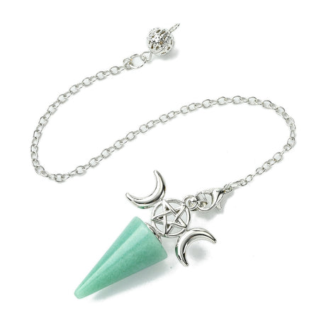 Pendulum - Cone - Green Aventurine - Triple Moon Charm