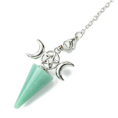 Pendulum - Cone - Green Aventurine - Triple Moon Charm