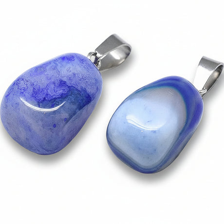 Necklace - Natural Banded Blue Agate