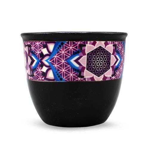 Smudging Bowl - Ceramic Flower of Life - Black