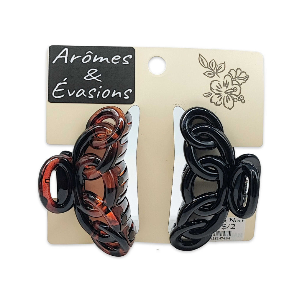 Hair Acessories -Plastic Clip -Pack of 2 One Brown & One Black