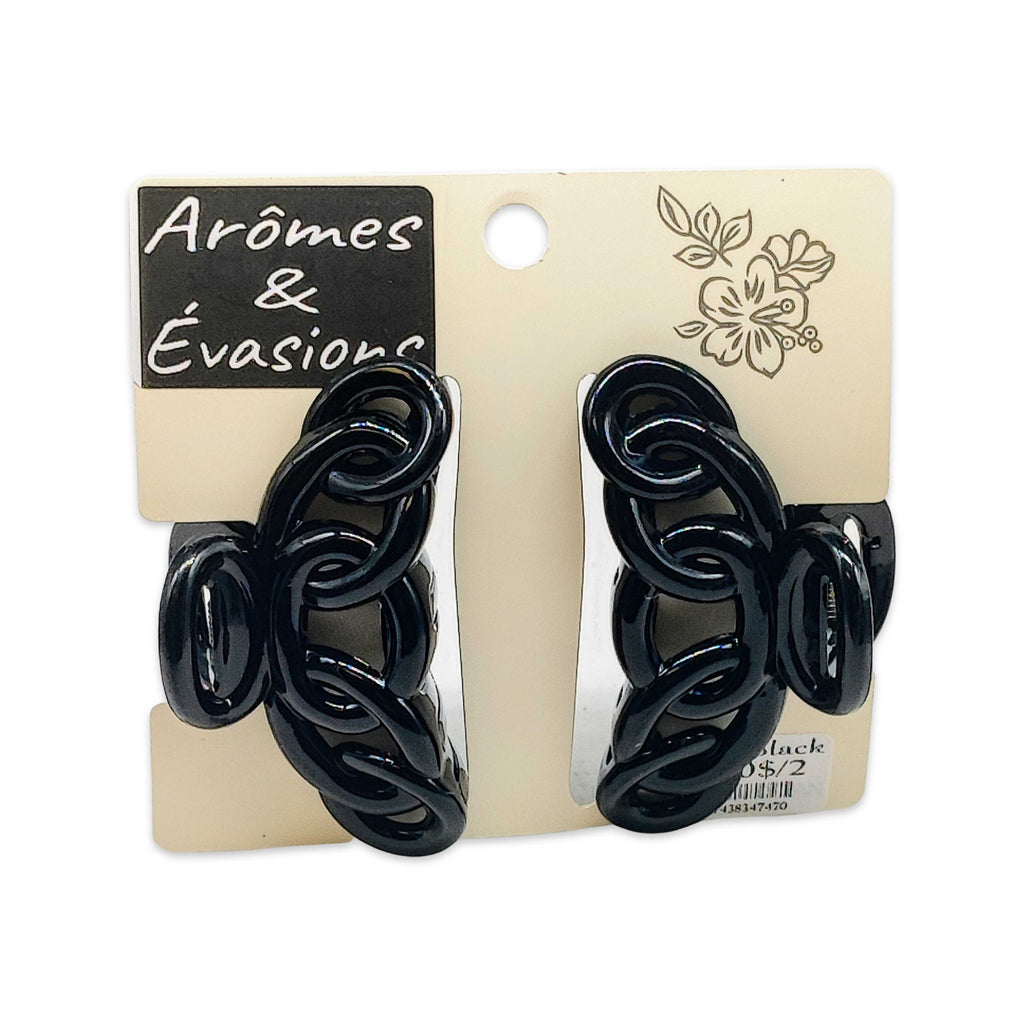 Hair Acessories -Plastic Clip -Pack of 2 Two Black
