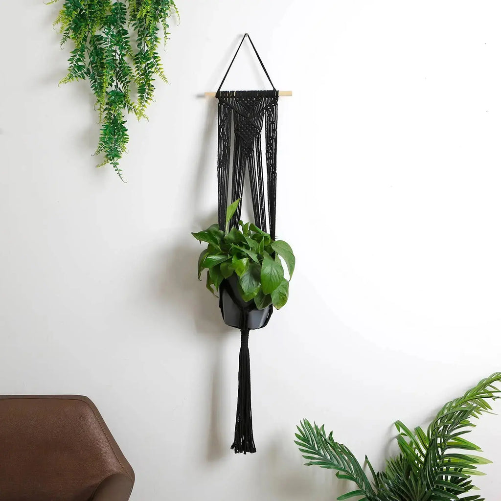 Home Decor -Plants Hanging Pots Holder -Macrame -Black