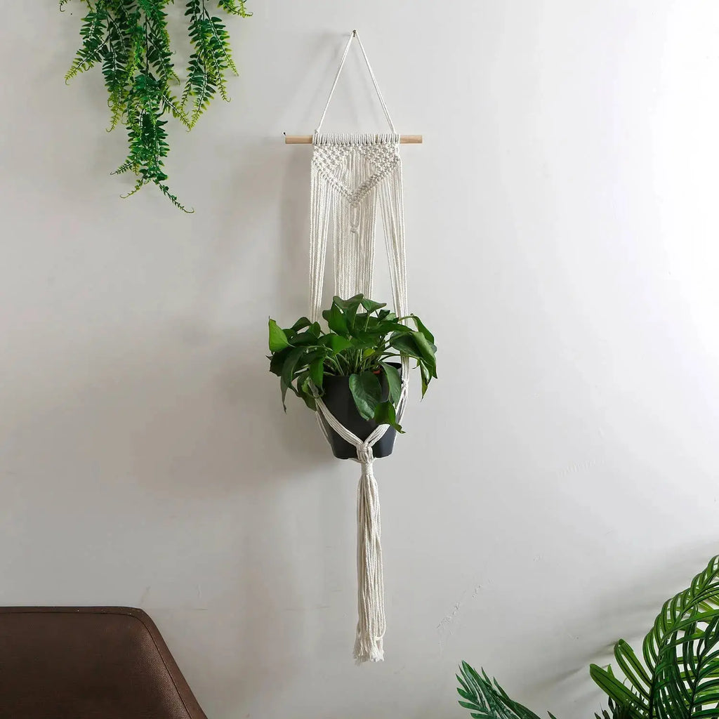 Home Decor -Plants Hanging Pots Holder -Macrame -White