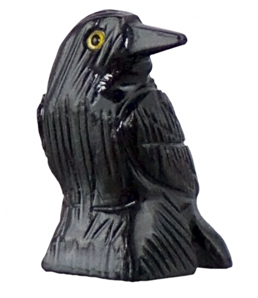 Spirit Animal -Carved Stone -Black Onyx -Raven - Arômes et Évasions