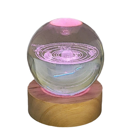 Home Decor -Crystal Ball on Led Stand -Planet