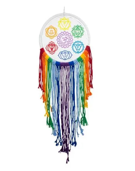 Home Decor -Dreamcatcher - Embroidered with Fringe -7 Chakra