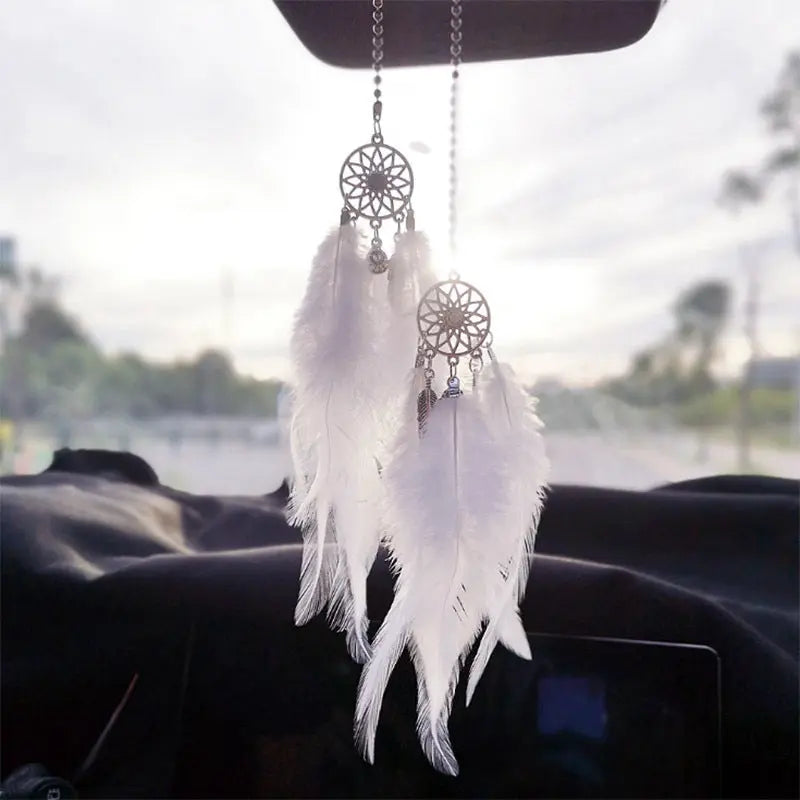 Home Decor -Dreamcatcher -Extra Small -White Feathers -Dreamcatcher -Aromes Evasions