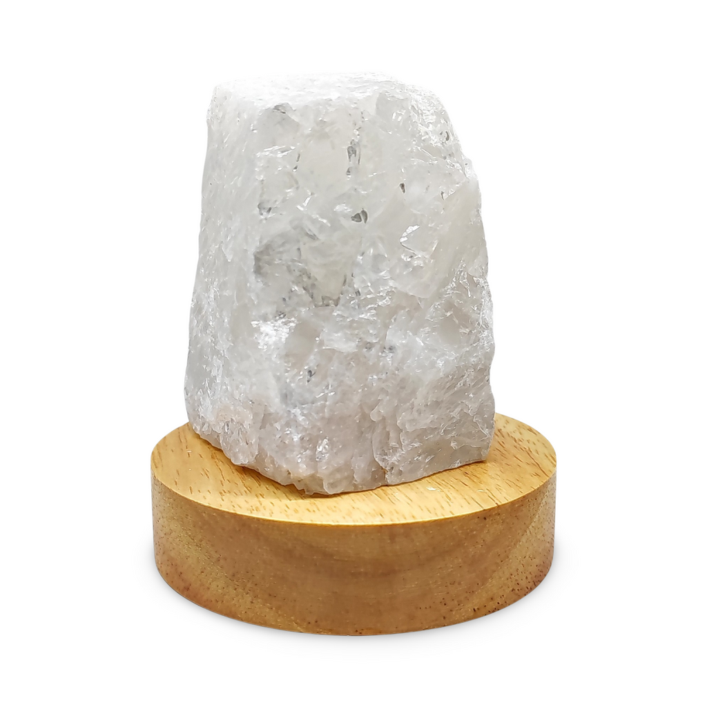 Home Decor -Mini Lamp -Natural Quartz -Wooden Base Light