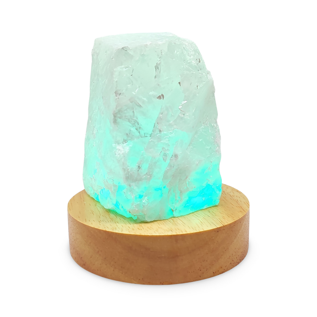 Home Decor -Mini Lamp -Natural Quartz -Wooden Base Light