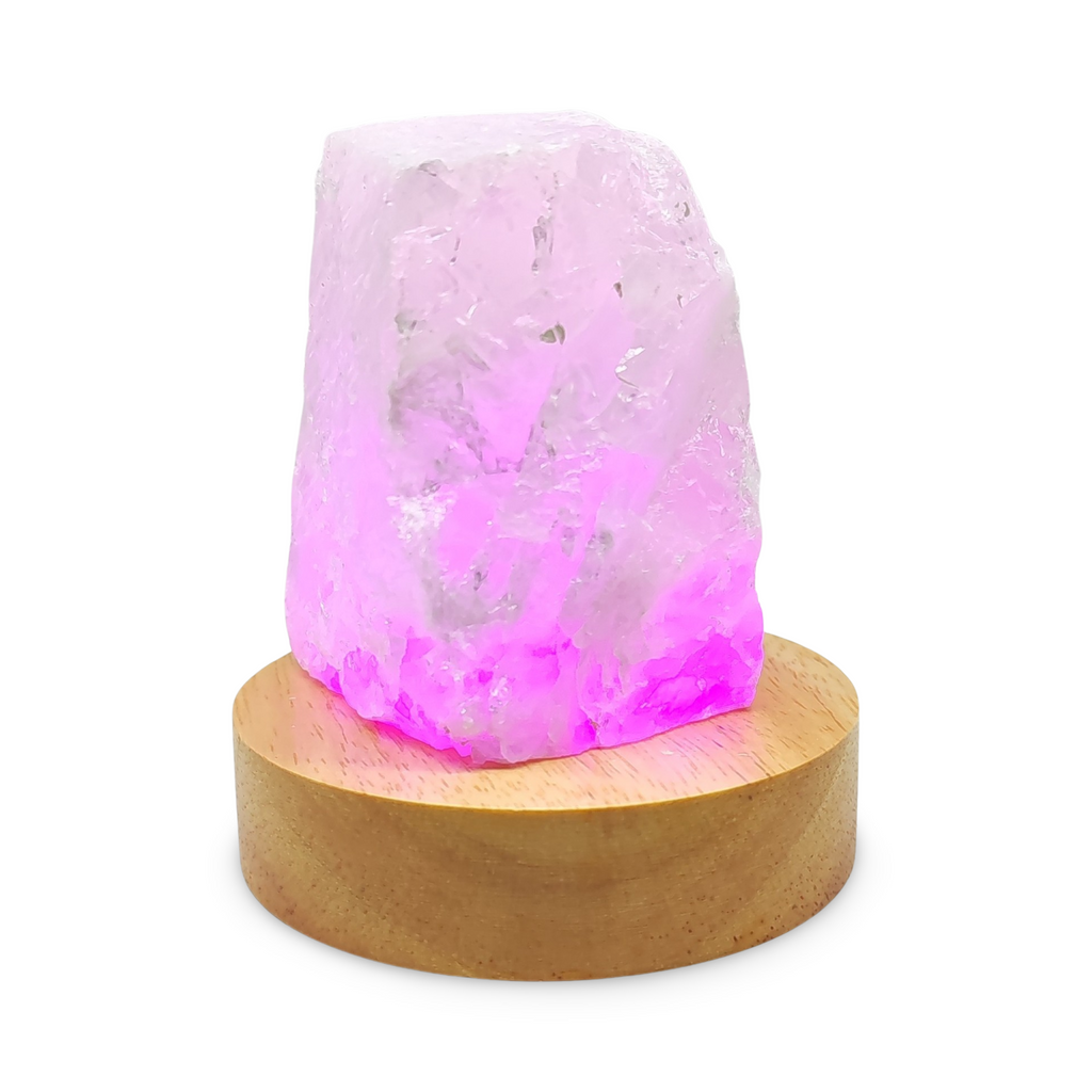 Home Decor -Mini Lamp -Natural Quartz -Wooden Base Light