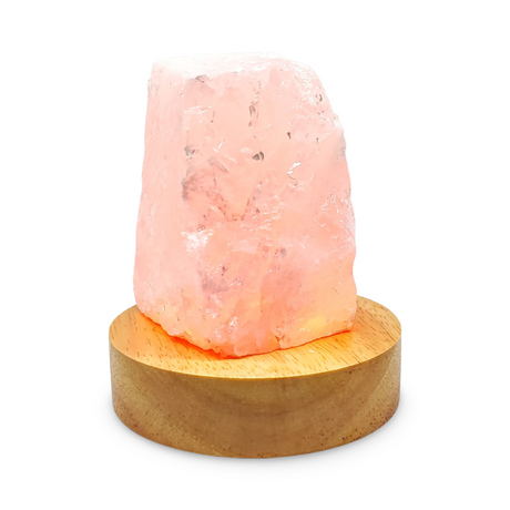 Home Decor -Mini Lamp -Natural Quartz -Wooden Base Light