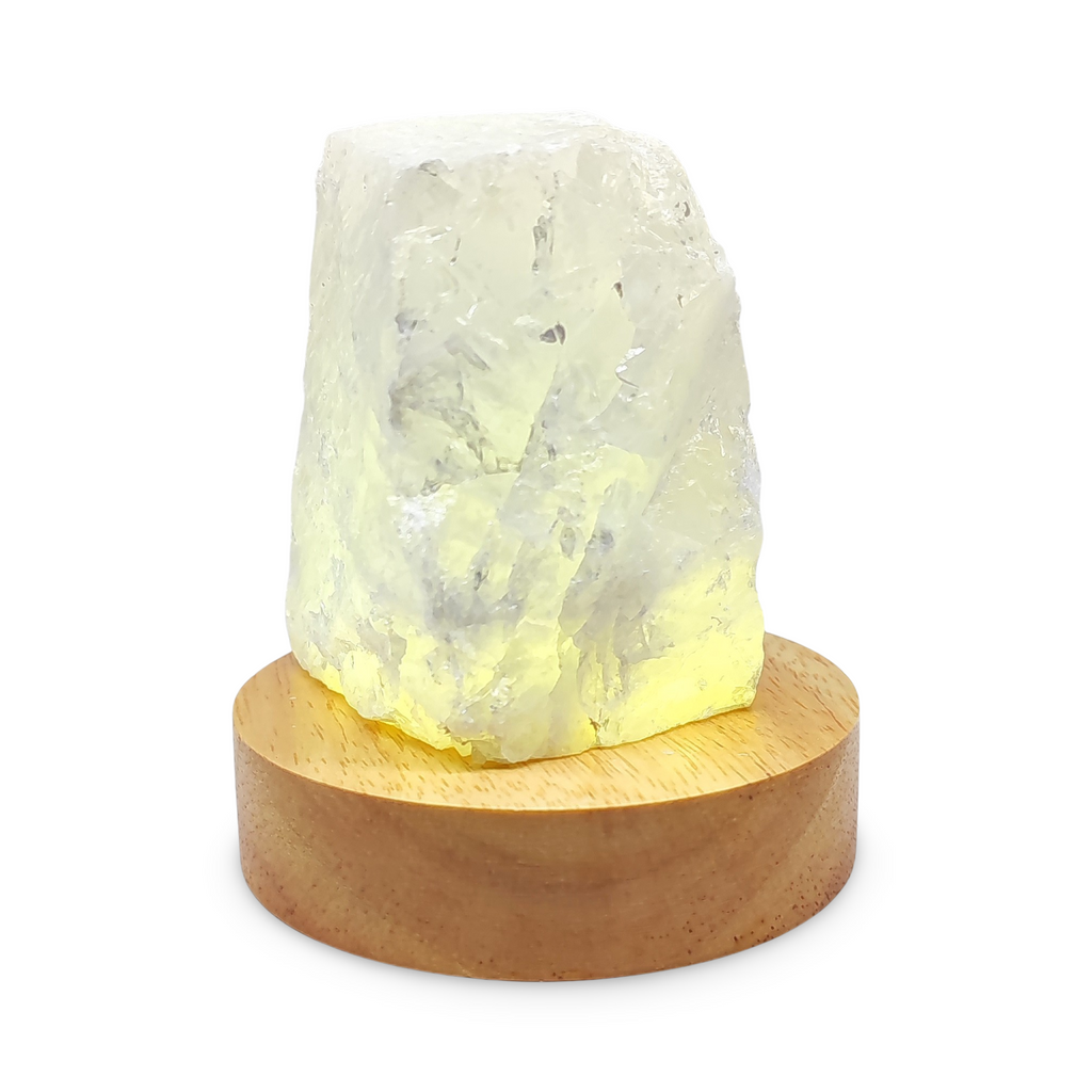 Home Decor -Mini Lamp -Natural Quartz -Wooden Base Light