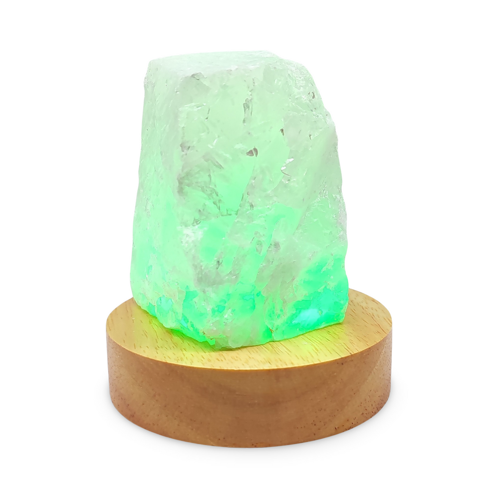 Home Decor -Mini Lamp -Natural Quartz -Wooden Base Light