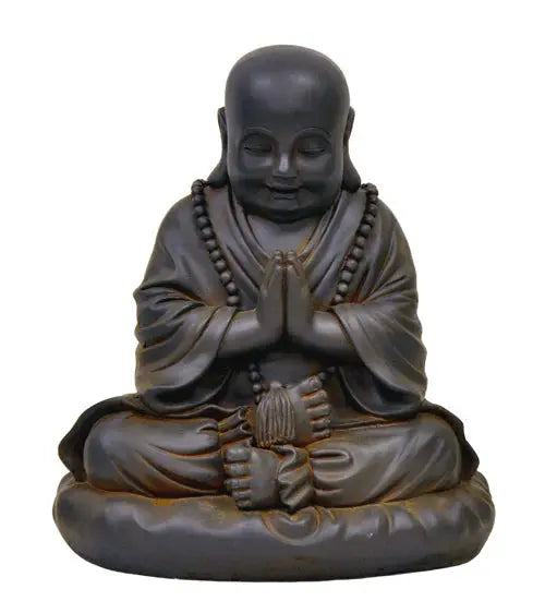 Home Decor - Statue - Clayfibre - Praying Buddha - Black Rust
